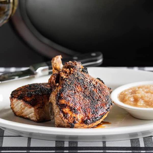 Heritage Pork Chop with apple compote and root mash